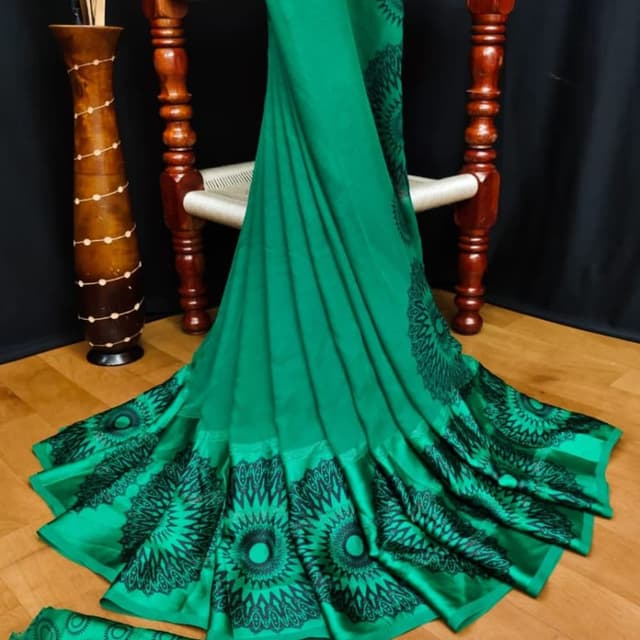 Emerald Green and Black Saree
