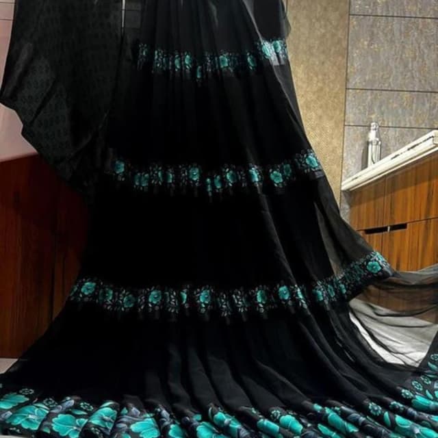 Black and Teal Saree