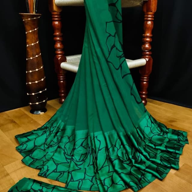 Emerald Green and Black Saree