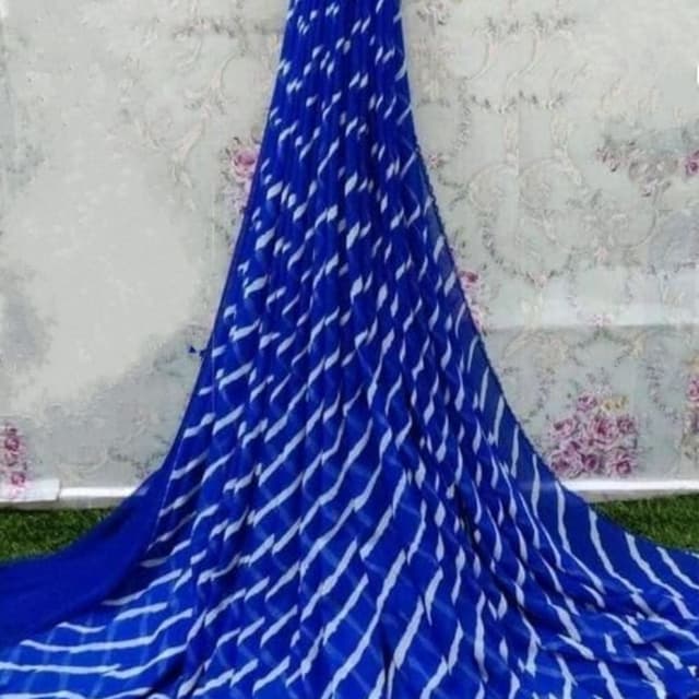 Blue and White Saree