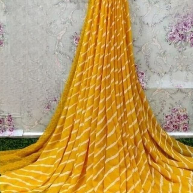Yellow and white Saree