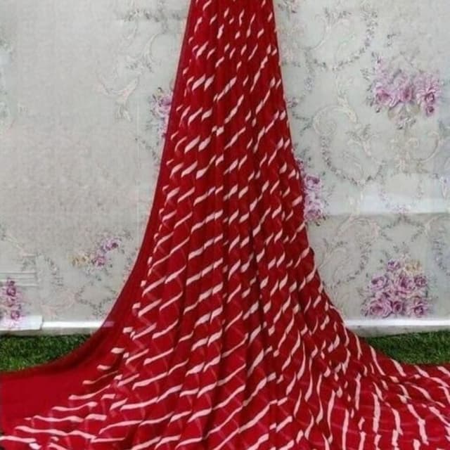 Red and White Saree
