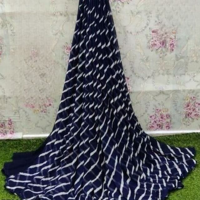 Navy blue and White Saree