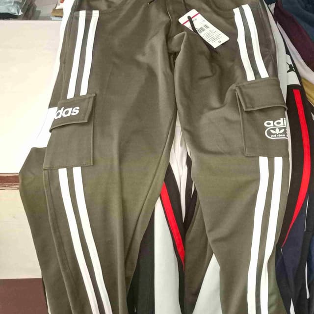 Olive green with white stripes Track Pants