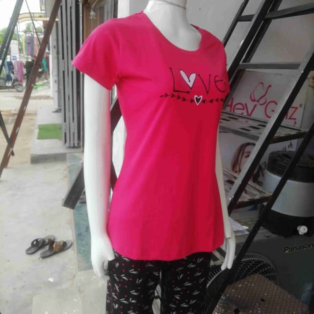 Pink, Black, White T-shirt and Pyjama set