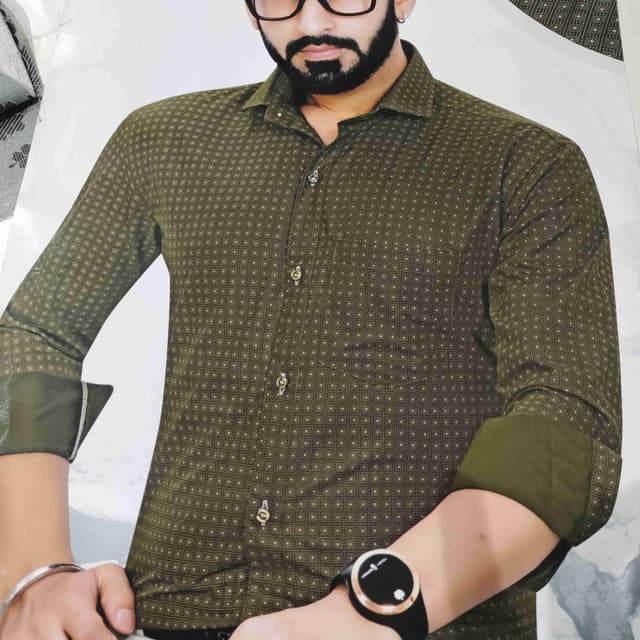 Olive Green with white and brown accents Shirt