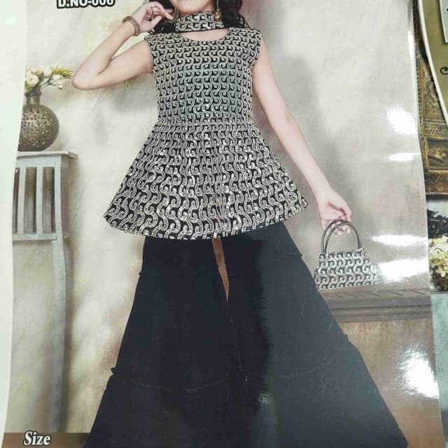 Black and Silver Sharara Suit