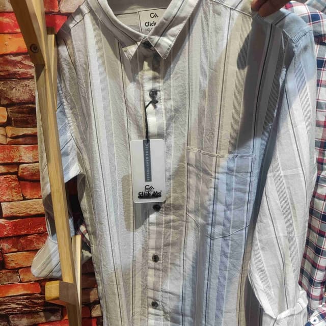 White, gray, black Shirt