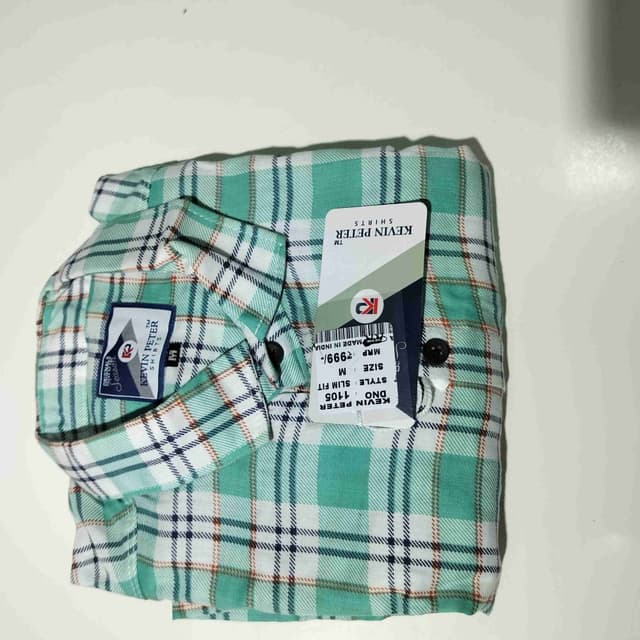 Green, White, Navy Blue, Brown Shirt