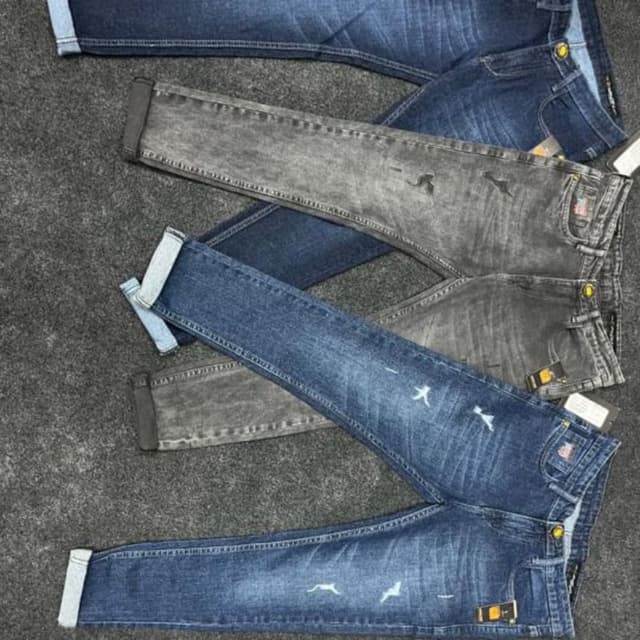 Various shades of blue and gray Jeans