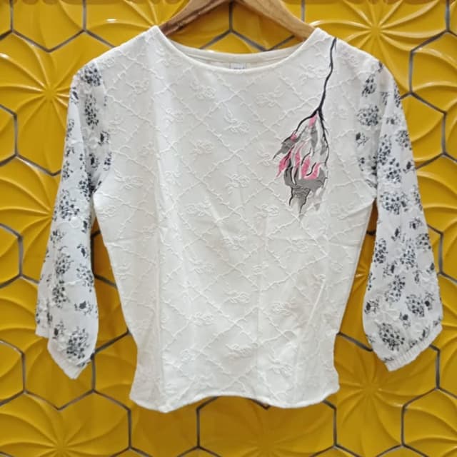 White, Black, Pink, Gray Top