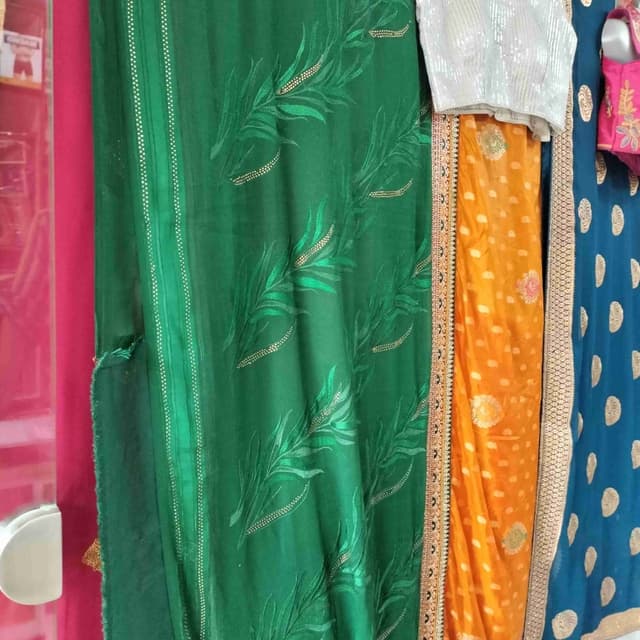 Green, gold Saree