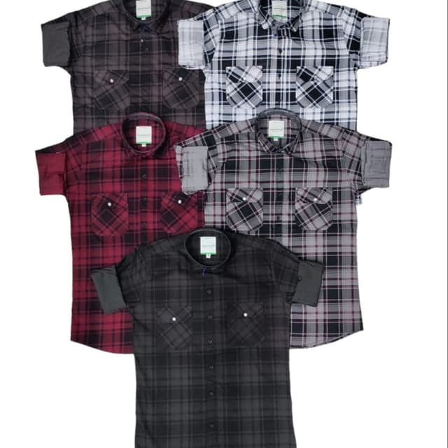 Various plaid patterns including black, gray, burgundy, and white Shirt