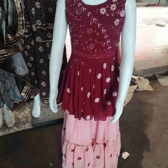 Maroon and Pink Dress