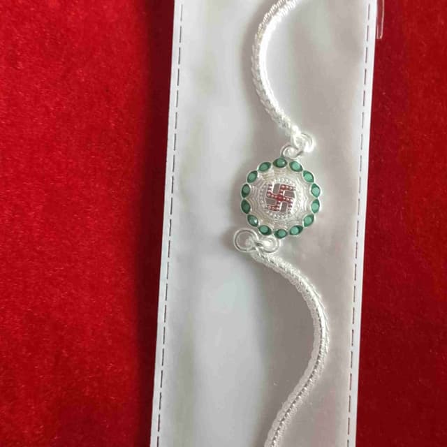 Silver, Green, Red Bracelet