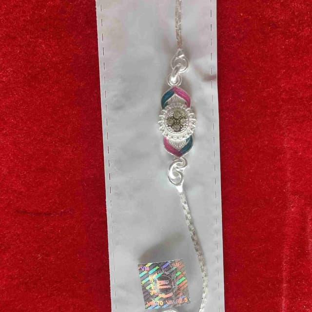 Silver, Pink, Teal, Clear Bracelet