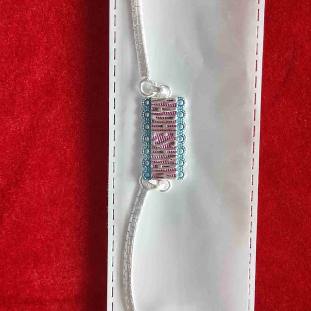 Silver, Pink, Blue Bracelet