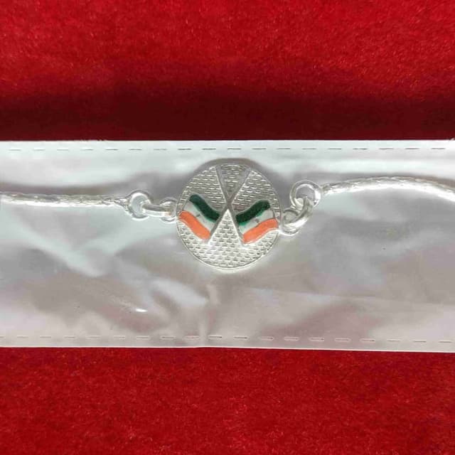 Silver, Orange, White, Green Bracelet