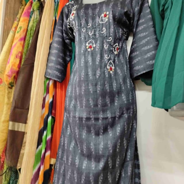 Gray and White Kurti