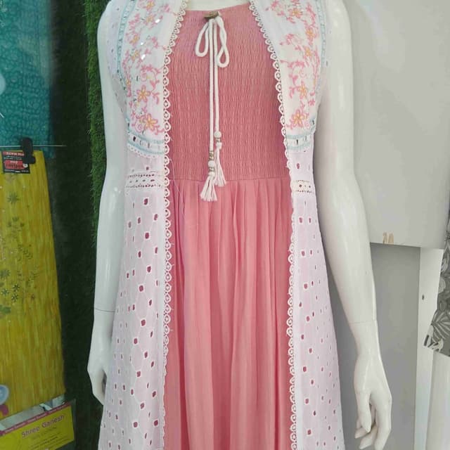 Pink, White, and Pastel Accents Dress with Jacket