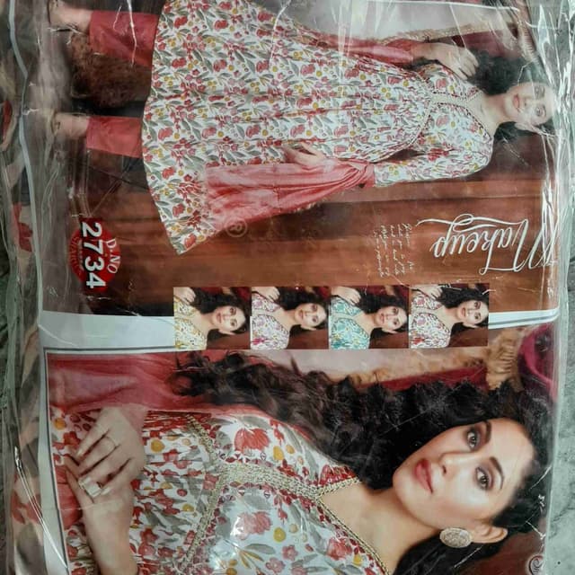 White, Red, Green, and Peach Anarkali Suit