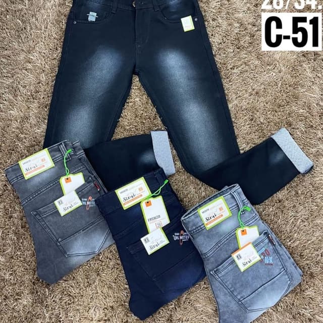 Black, Various shades of Blue/Gray Jeans
