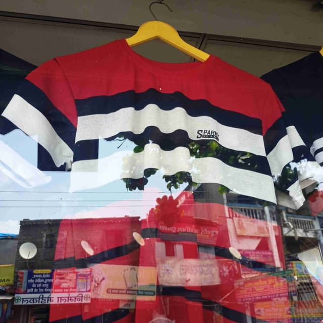 Red, White, and Navy Blue T-Shirt