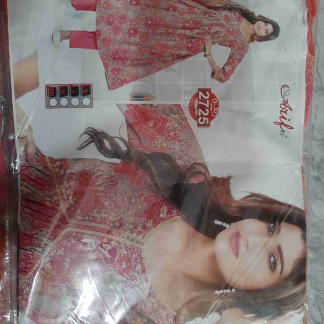 Red, pink and cream floral print Kurta with pants