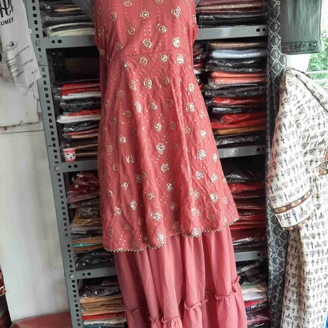 Coral pink with golden accents Dress