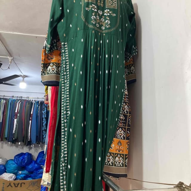 Emerald Green, Yellow, Black, White Dress