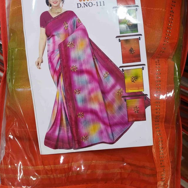 Pink, Purple, Yellow, Blue, Orange Saree