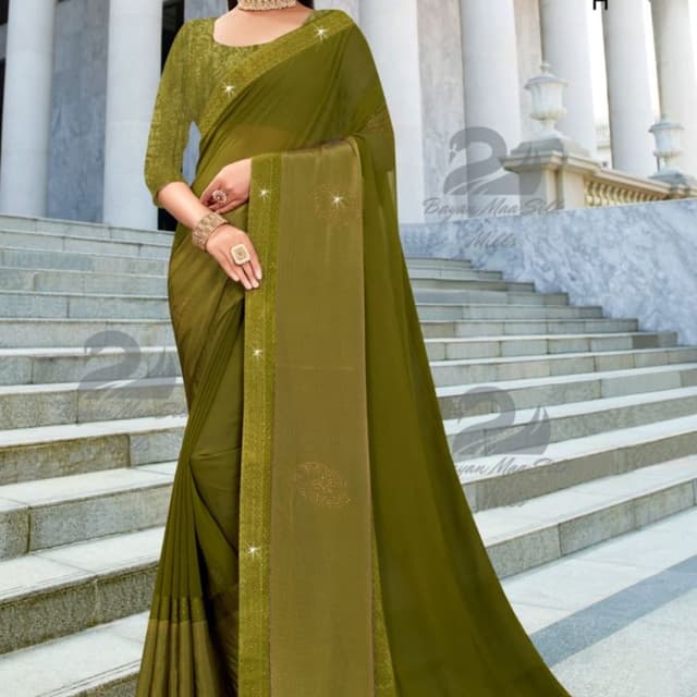 Olive Green Saree