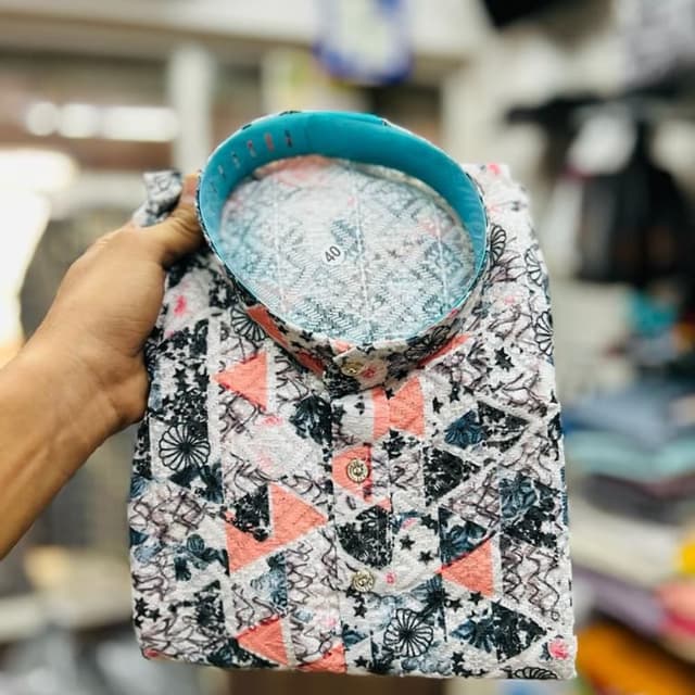 White, Black, Coral, Teal Kurta