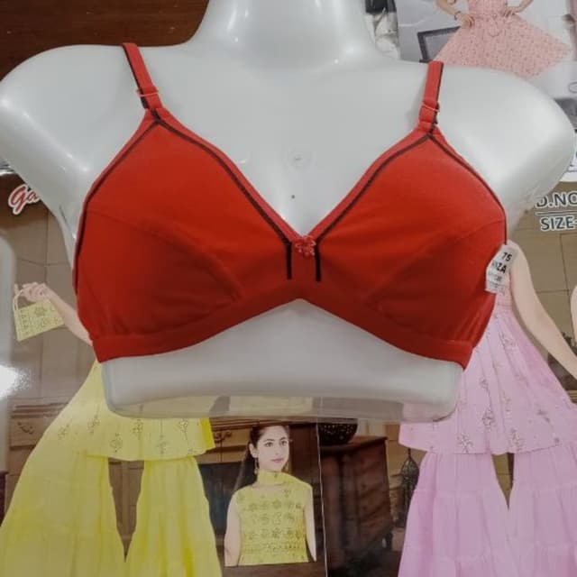 Red with black trim Bra