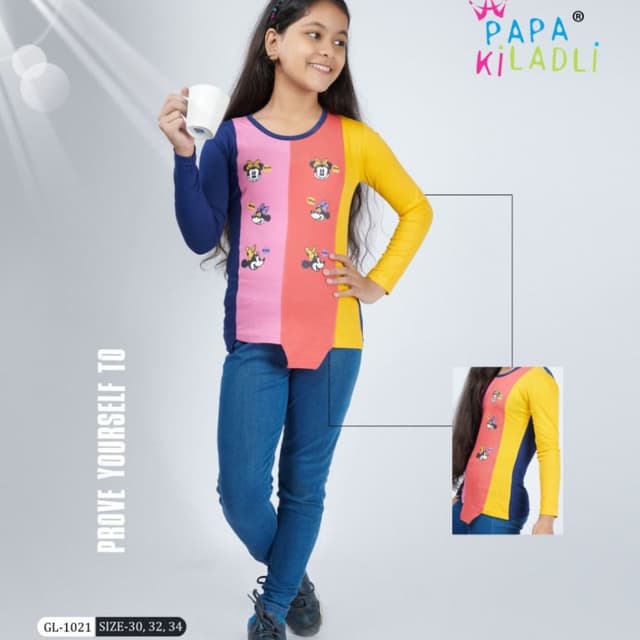 Pink, Coral, Yellow, and Navy Blue T-shirt
