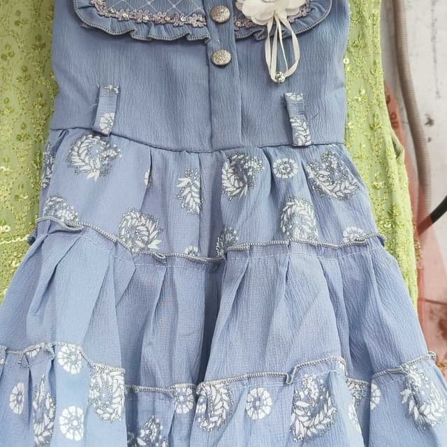 Light Blue and White Dress