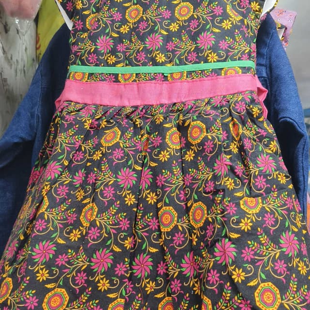 Black, Pink, Yellow, Green Dress