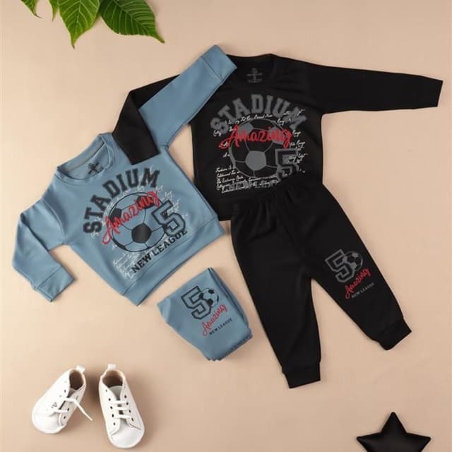 Blue, Black, Red, White Sweatshirt Set