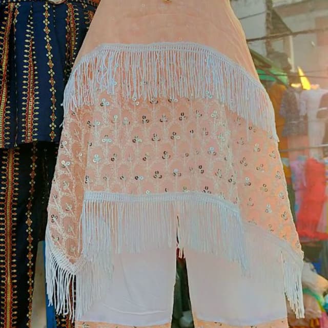 Peach and White Kurti/Top