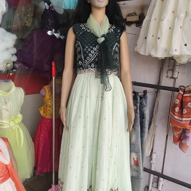 Green, Black, Silver Lehenga Choli