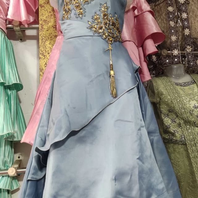 Soft blue with gold accents Dress
