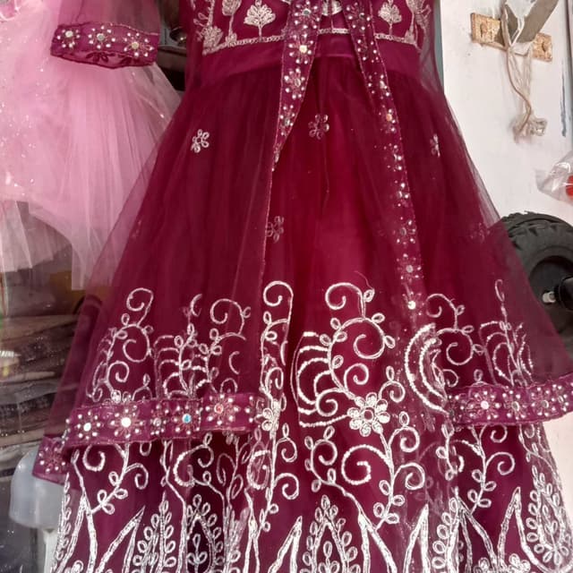 Burgundy with Silver Dress