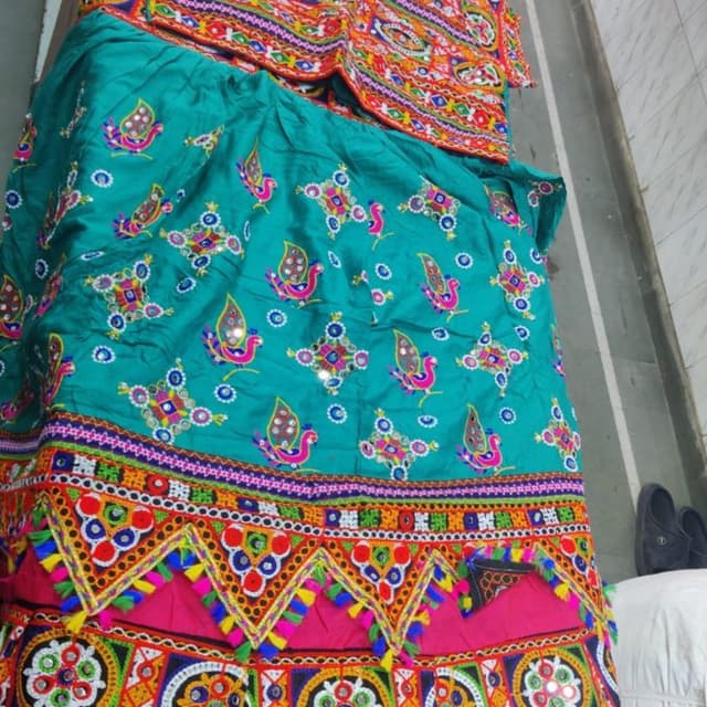 Teal, Pink, Red, Yellow, Orange, Purple, Blue, Green Lehenga