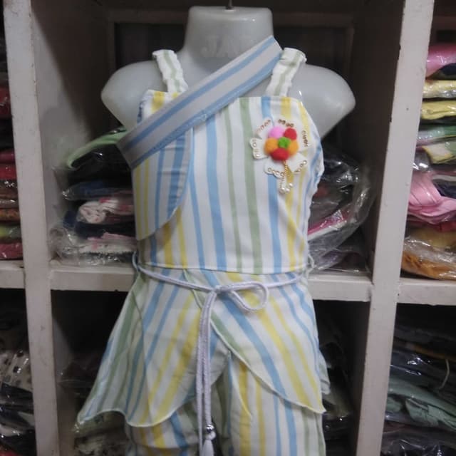 White, Blue, Yellow, Green Dress