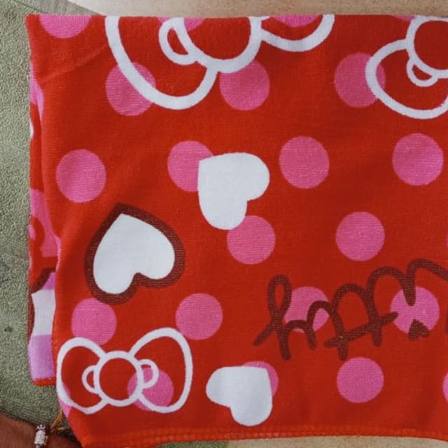 Red, White, Pink, Brown Towel