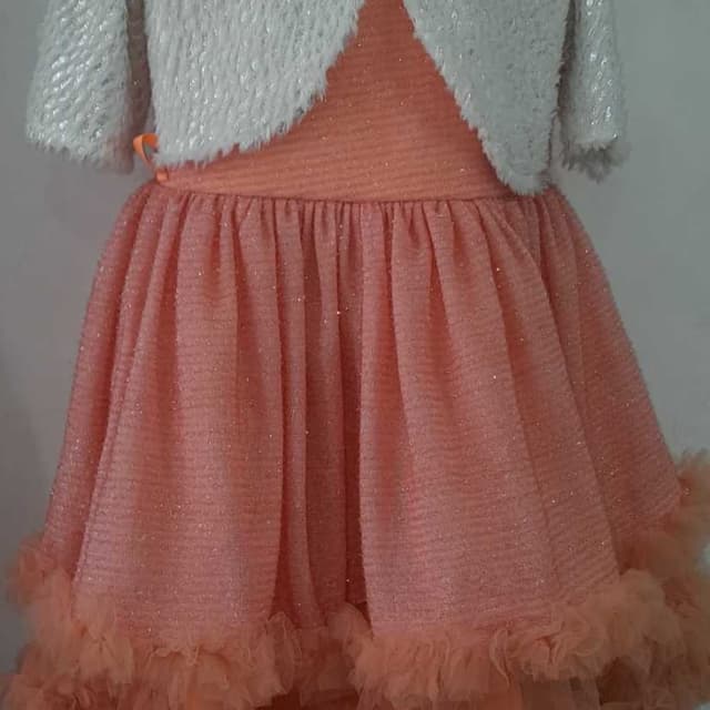 Peach, White, Silver Dress with Jacket