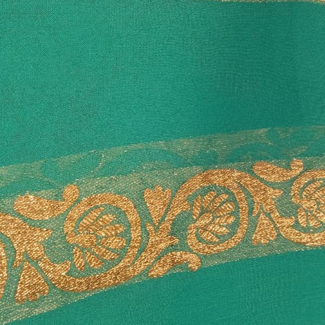Teal and Gold Fabric Trim or Saree border