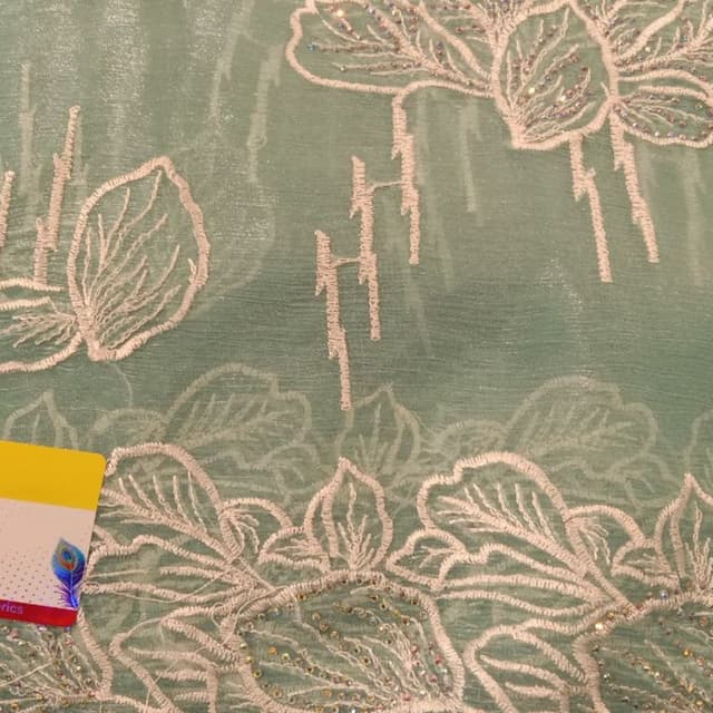 Light Green and White Fabric/Saree