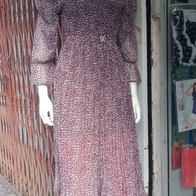 Burgundy and White Dress