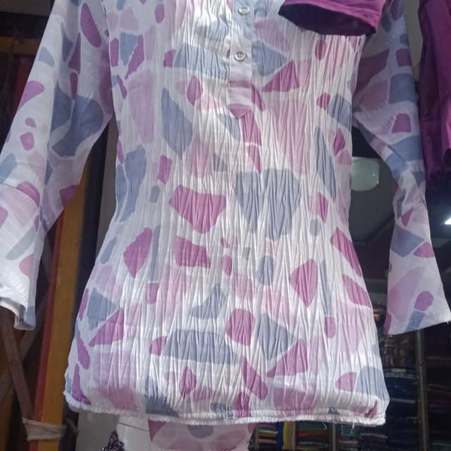 White, Lavender, and Periwinkle Top